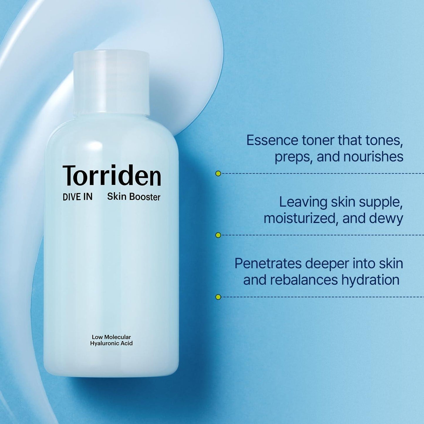 Torriden – DIVE IN Skin Booster à l'Acide Hyaluronique Bas Poids Moléculaire 200 ml
