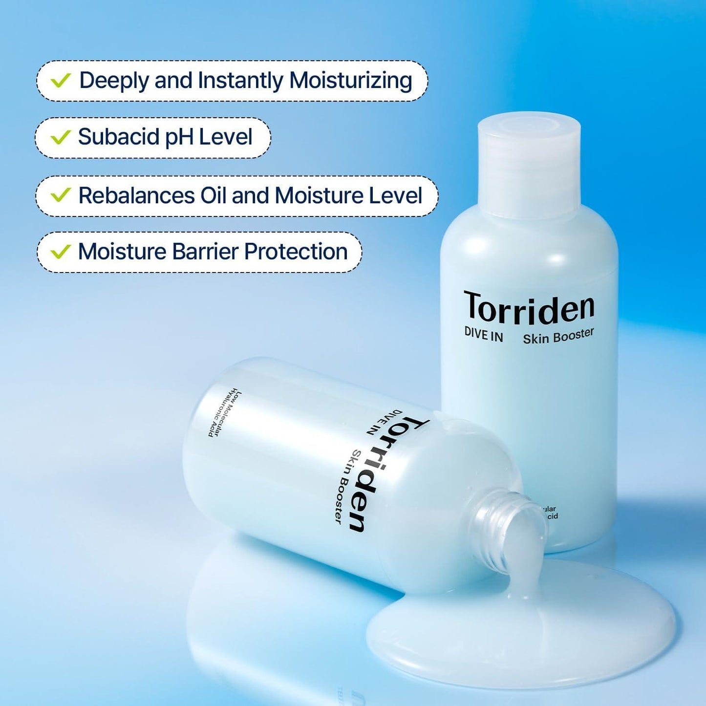 Torriden – DIVE IN Skin Booster à l'Acide Hyaluronique Bas Poids Moléculaire 200 ml