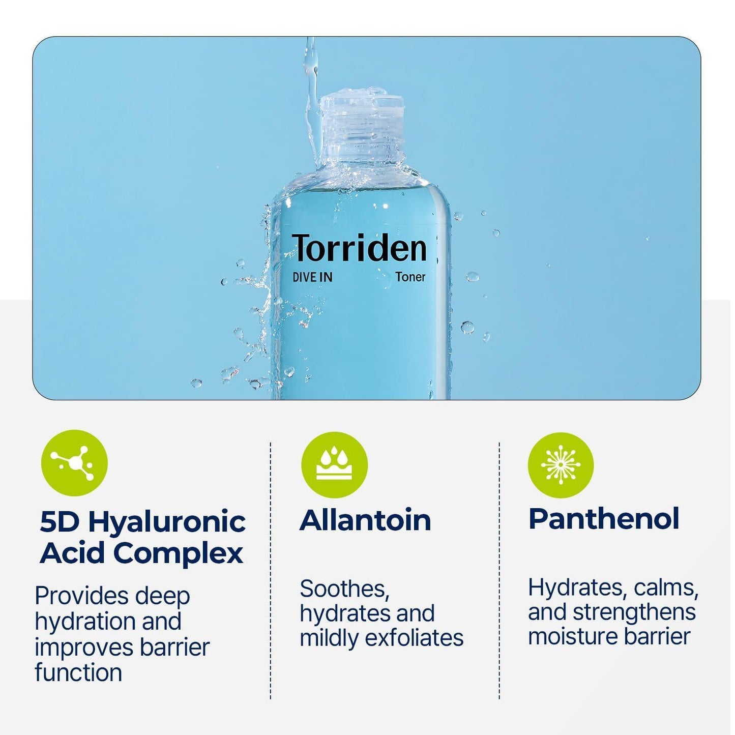 Torriden – DIVE IN Toner à l’Acide Hyaluronique Bas Poids Moléculaire 300 ml