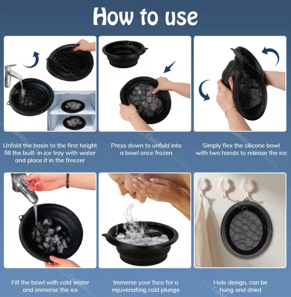 Bain de glace pour le visage